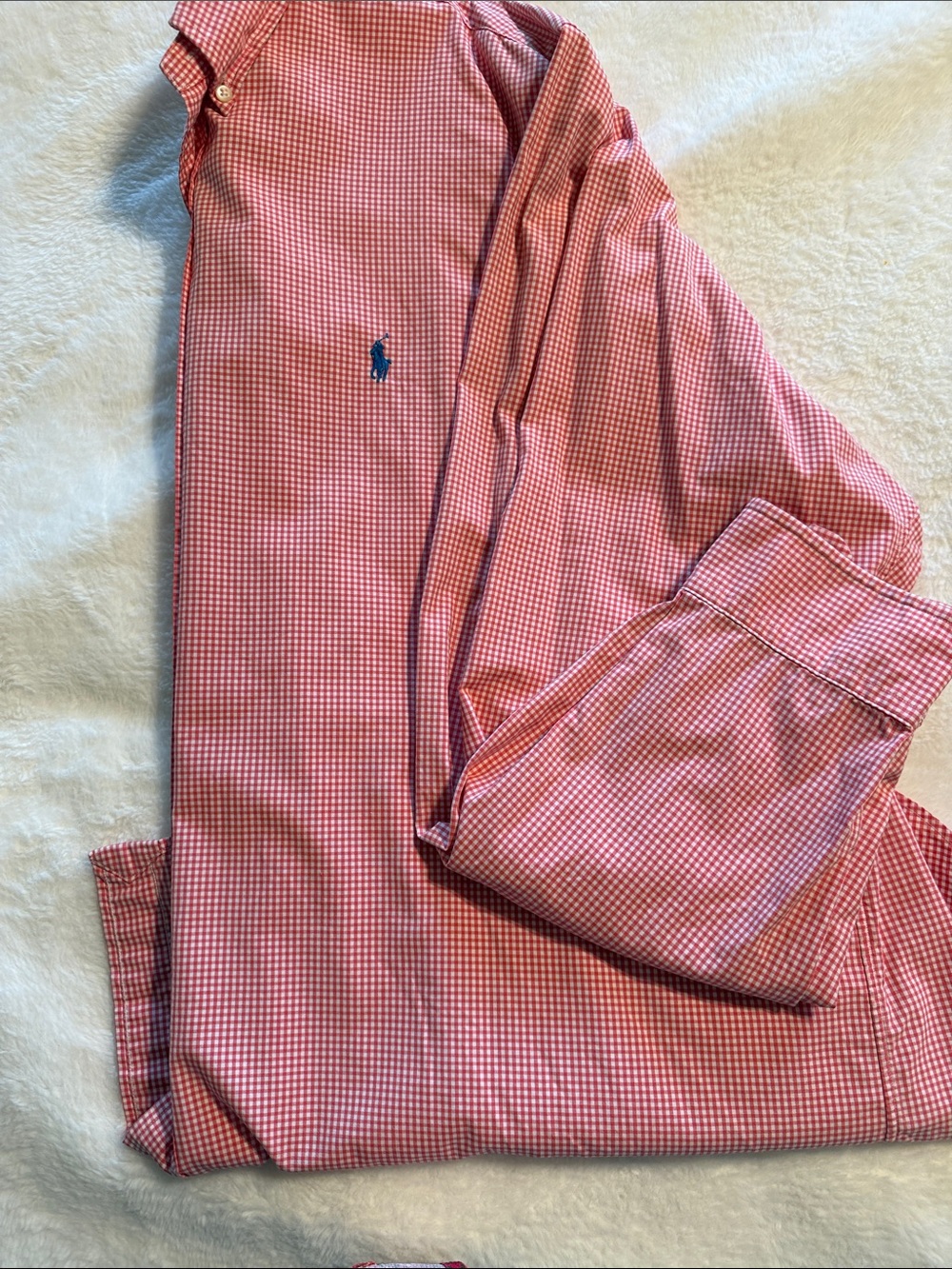 Men’s Ralph Lauren Pink Gingham Button-Down Shirt with Blue Pony